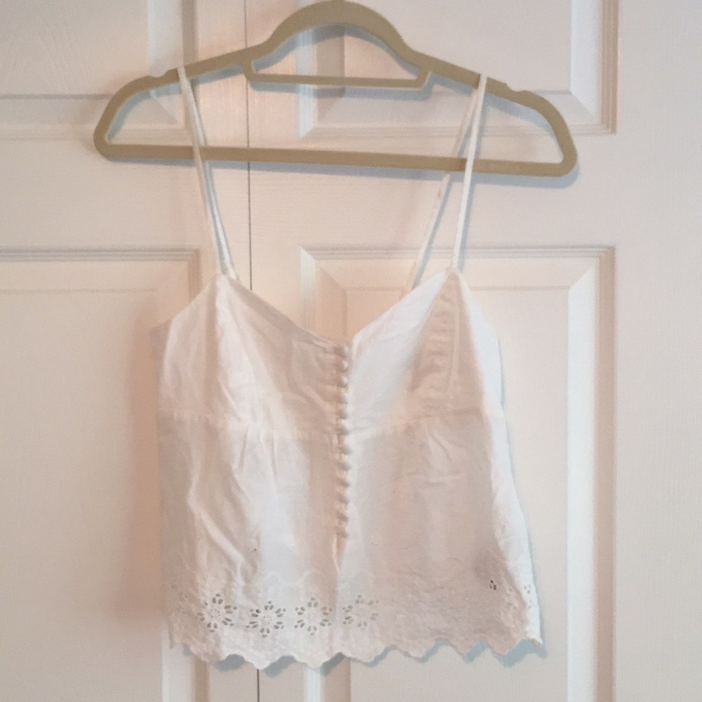 White Eyelet Button Down Strappy Tank - image 1